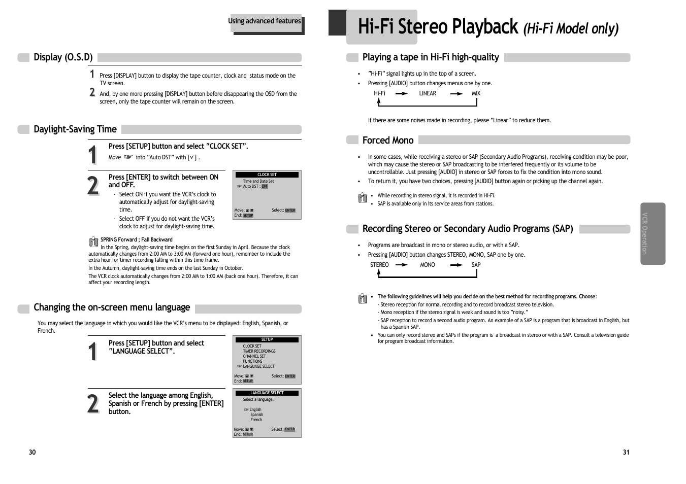 Hi-fi stereo playback, Hi-fi model only) | Daewoo DV6T534B User Manual | Page 18 / 28