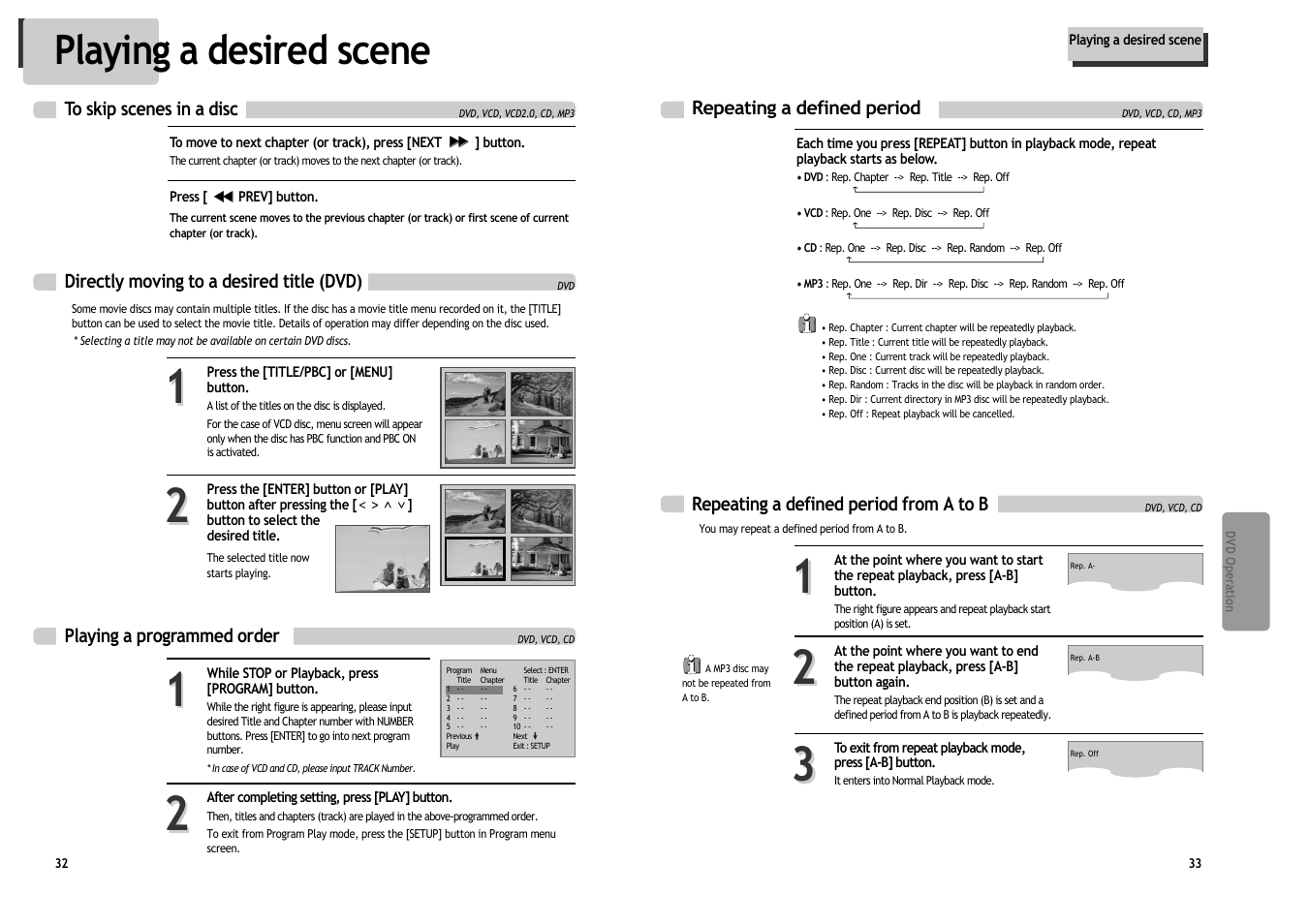 Playing a desired scene | Daewoo DV6T534B User Manual | Page 19 / 28