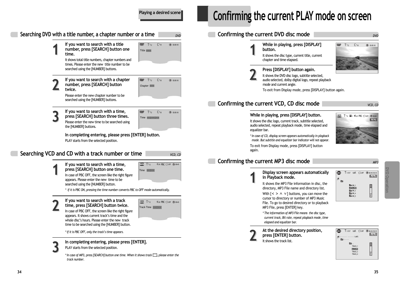 Confirming the current play mode on screen | Daewoo DV6T534B User Manual | Page 20 / 28
