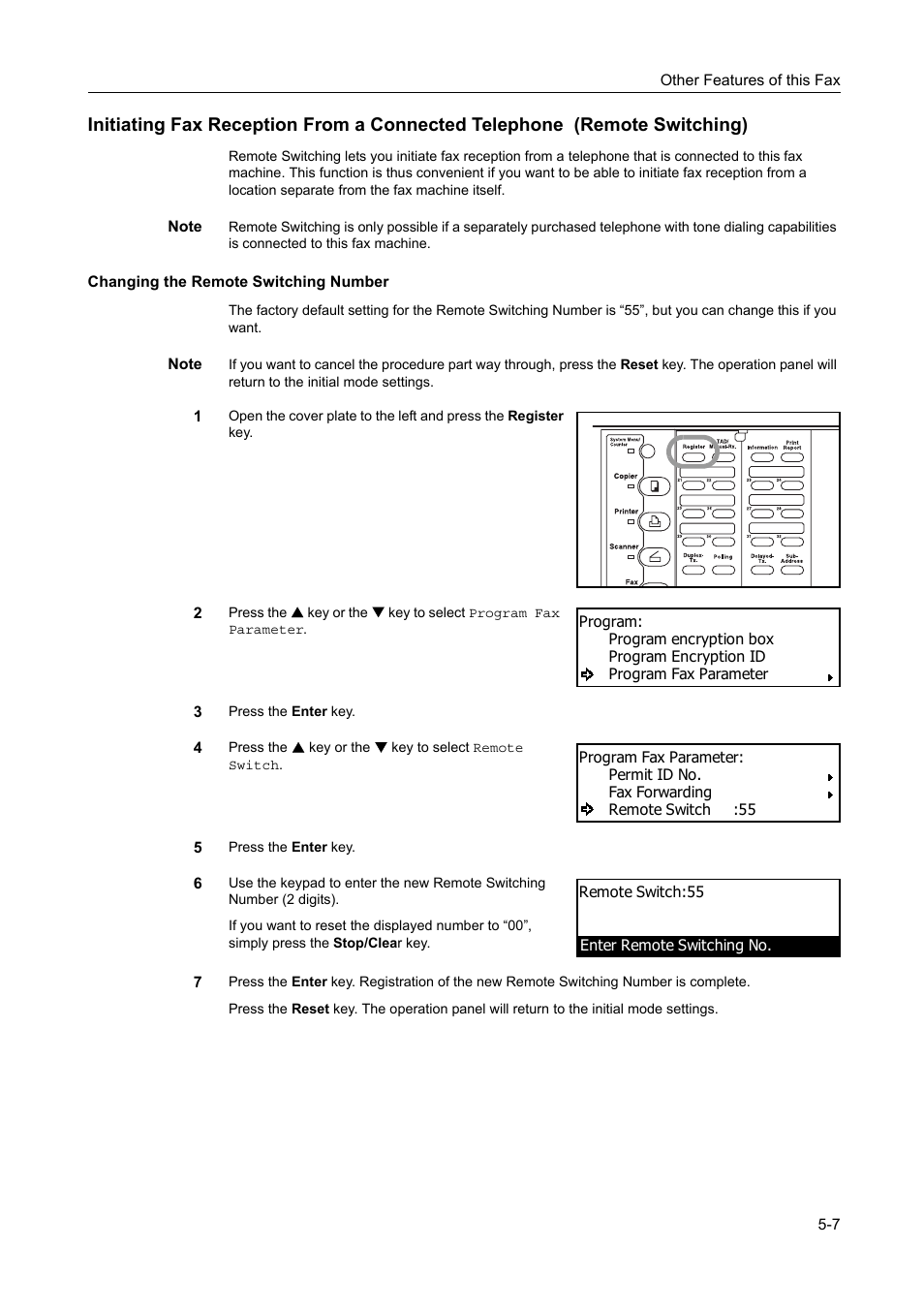 Changing the remote switching number, Changing the remote switching number -7 | TA Triumph-Adler DC 2116 User Manual | Page 103 / 219