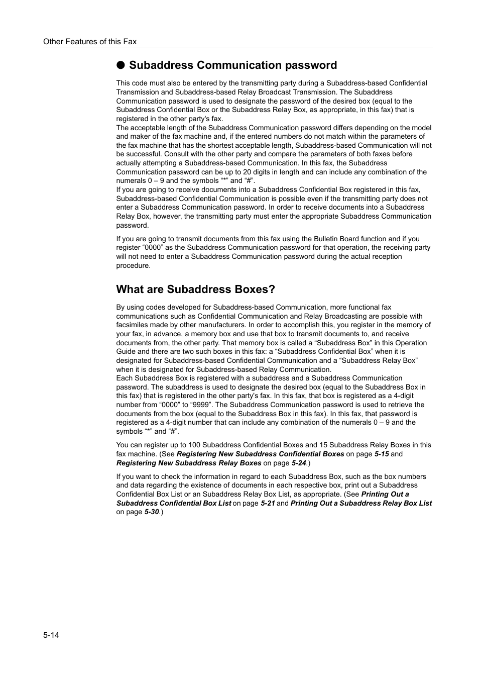 Osubaddress communication password, What are subaddress boxes | TA Triumph-Adler DC 2116 User Manual | Page 110 / 219