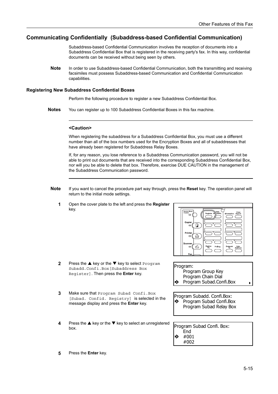 Registering new subaddress confidential boxes, Registering new subaddress confidential boxes -15 | TA Triumph-Adler DC 2116 User Manual | Page 111 / 219
