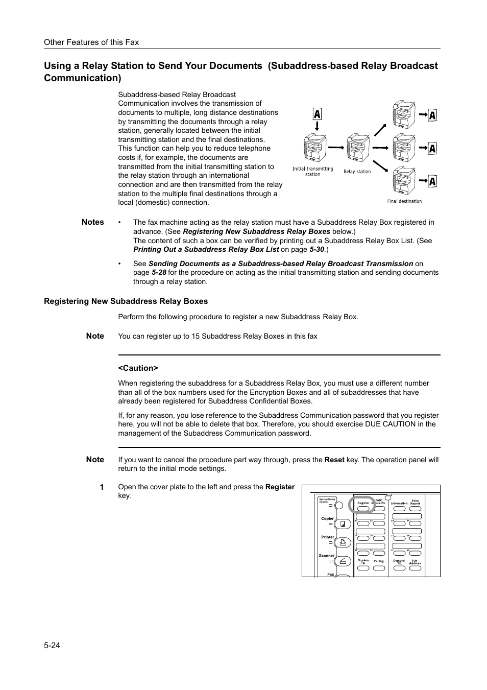 Registering new subaddress relay boxes, Registering new subaddress relay boxes -24, Based relay broadcast communication) | TA Triumph-Adler DC 2116 User Manual | Page 120 / 219