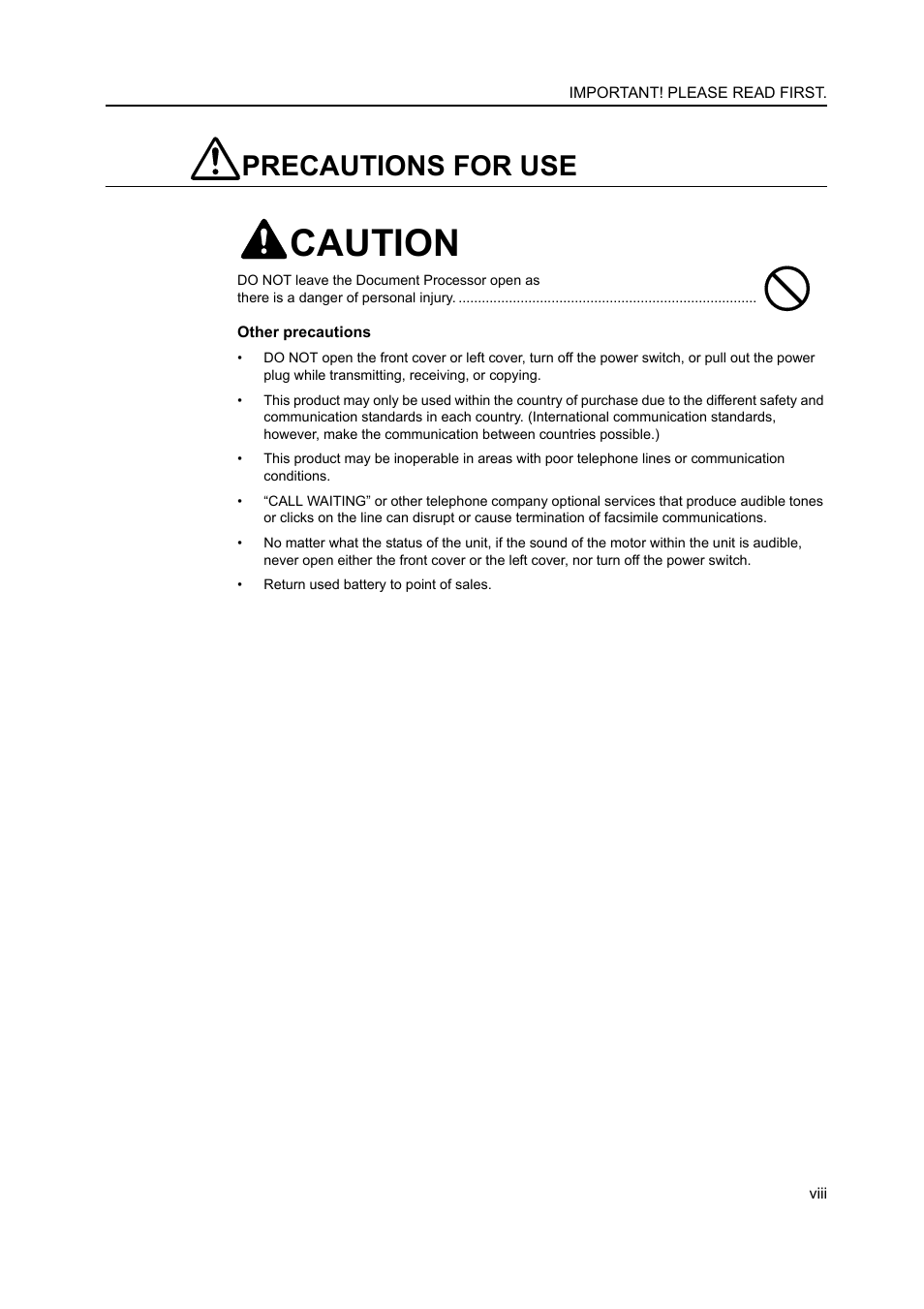 Precautions for use, Caution | TA Triumph-Adler DC 2116 User Manual | Page 13 / 219