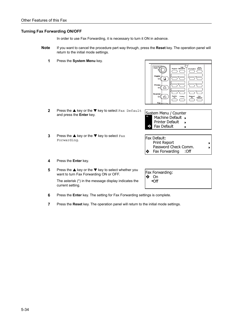 Turning fax forwarding on/off, Turning fax forwarding on/off -34 | TA Triumph-Adler DC 2116 User Manual | Page 130 / 219