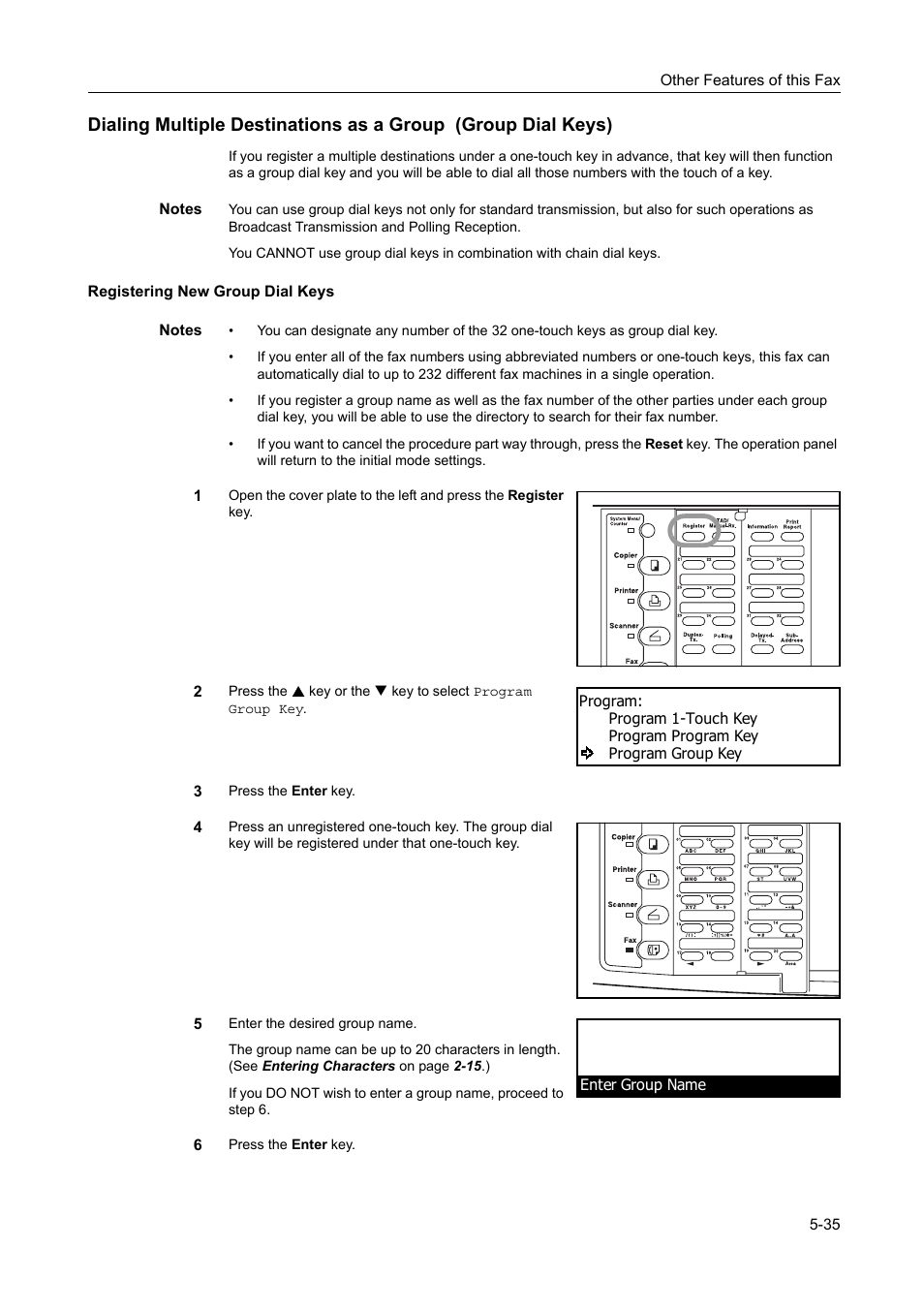Registering new group dial keys, Registering new group dial keys -35 | TA Triumph-Adler DC 2116 User Manual | Page 131 / 219