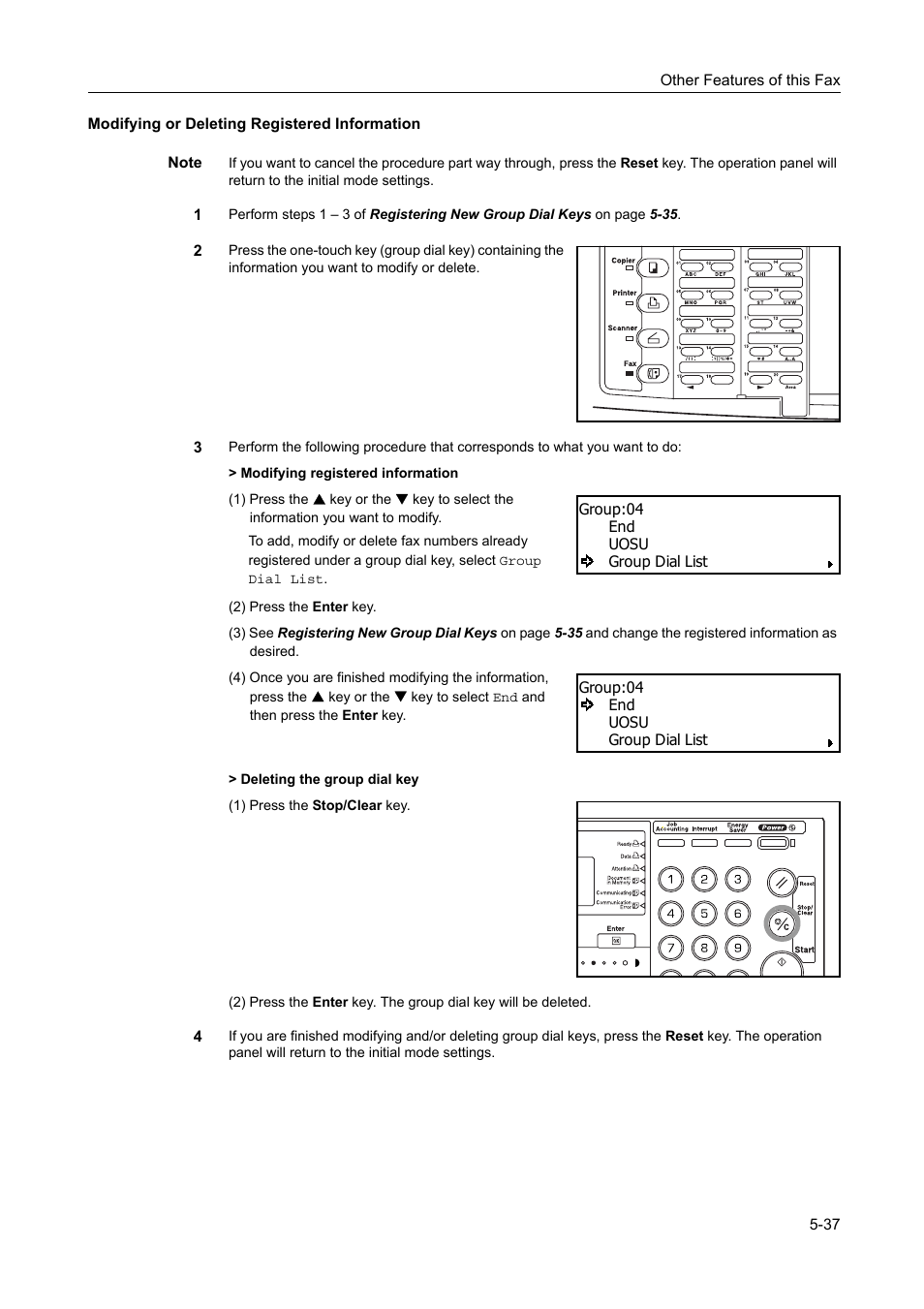 Modifying or deleting registered information, Modifying or deleting registered information -37 | TA Triumph-Adler DC 2116 User Manual | Page 133 / 219