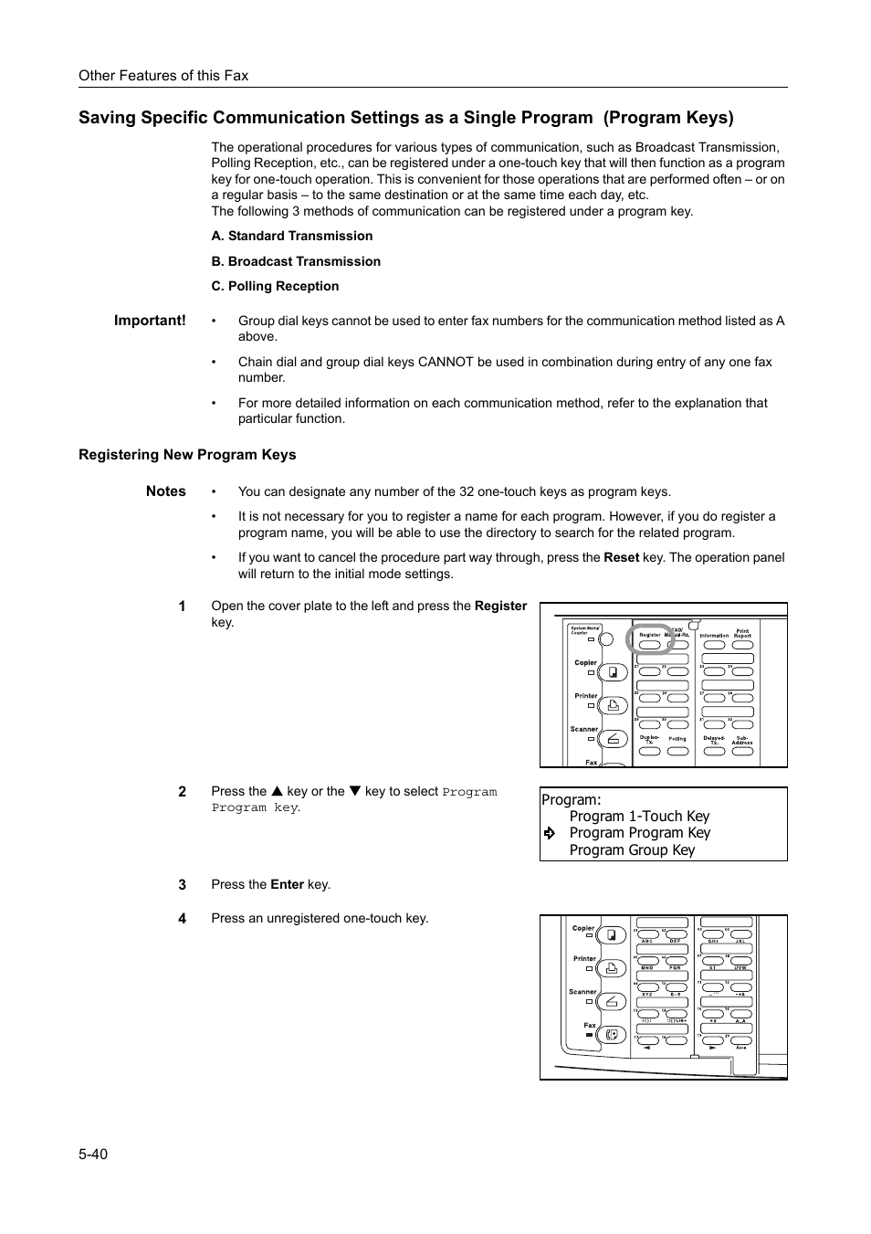 Registering new program keys, Registering new program keys -40 | TA Triumph-Adler DC 2116 User Manual | Page 136 / 219