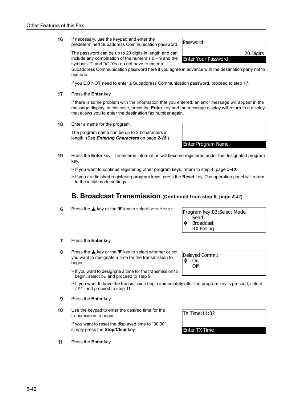 B. broadcast transmission | TA Triumph-Adler DC 2116 User Manual | Page 138 / 219