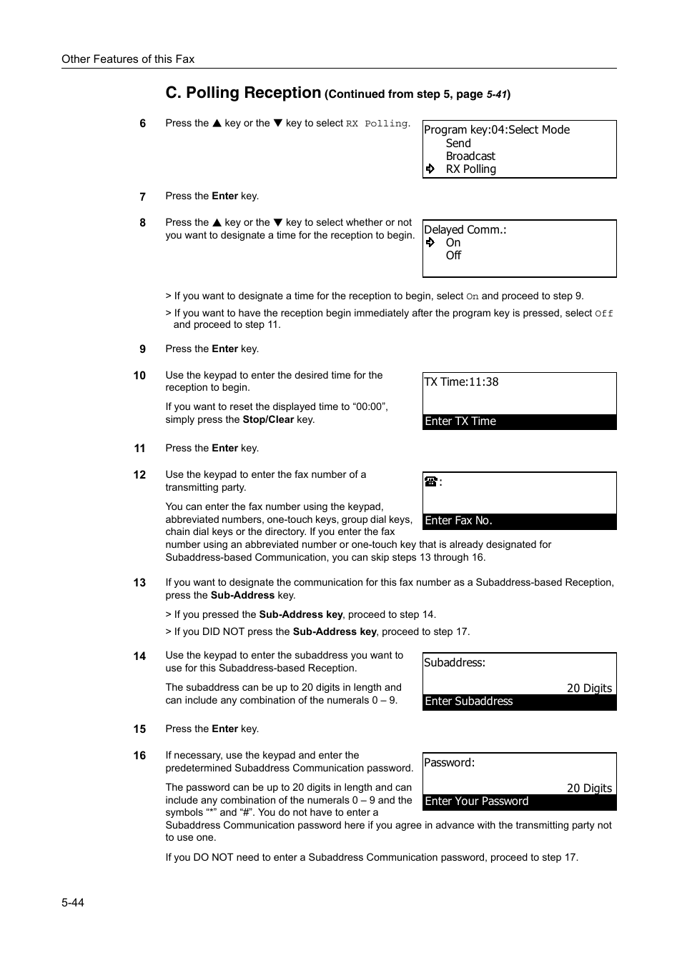 C. polling reception | TA Triumph-Adler DC 2116 User Manual | Page 140 / 219