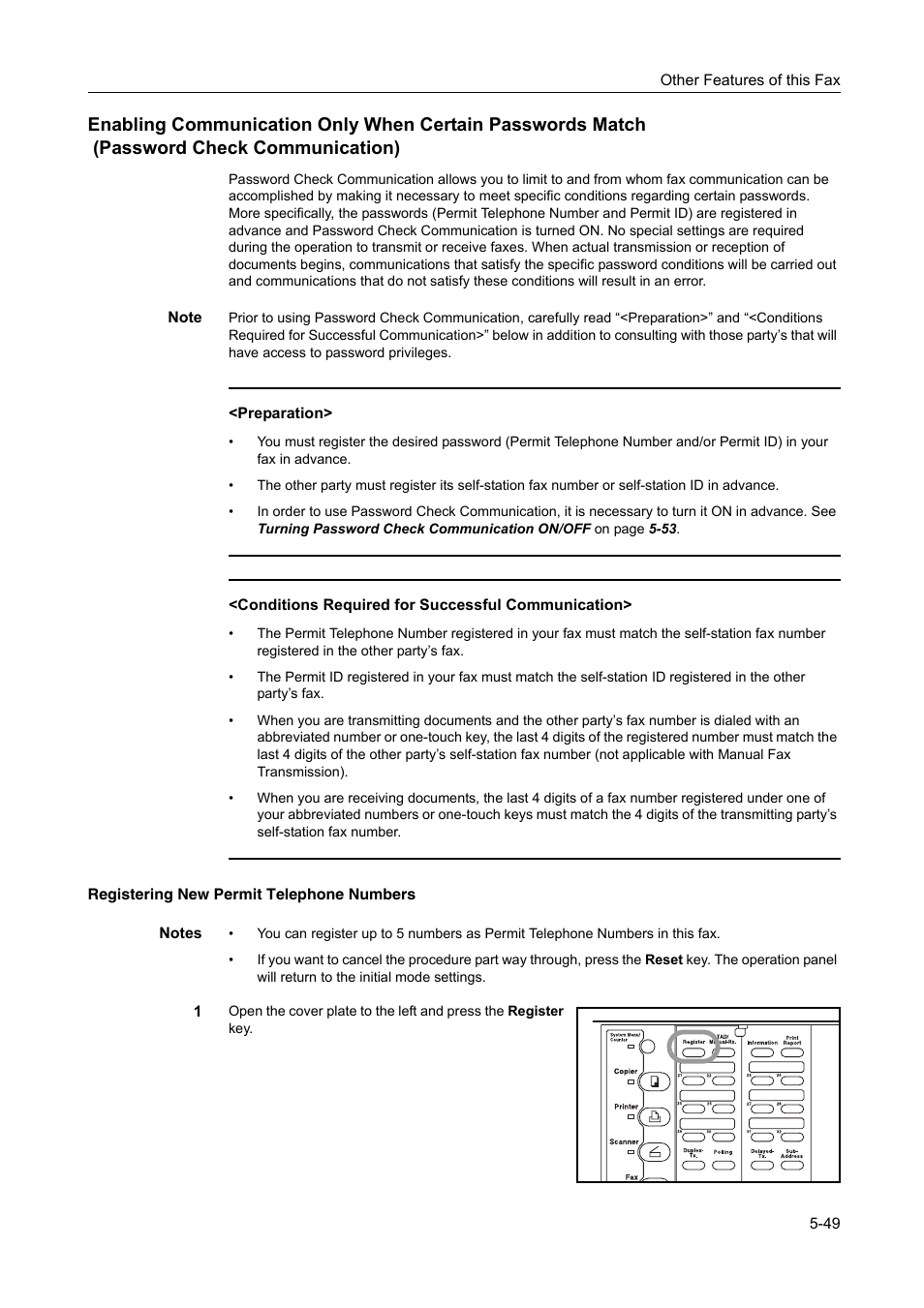 Registering new permit telephone numbers, Registering new permit telephone numbers -49 | TA Triumph-Adler DC 2116 User Manual | Page 145 / 219