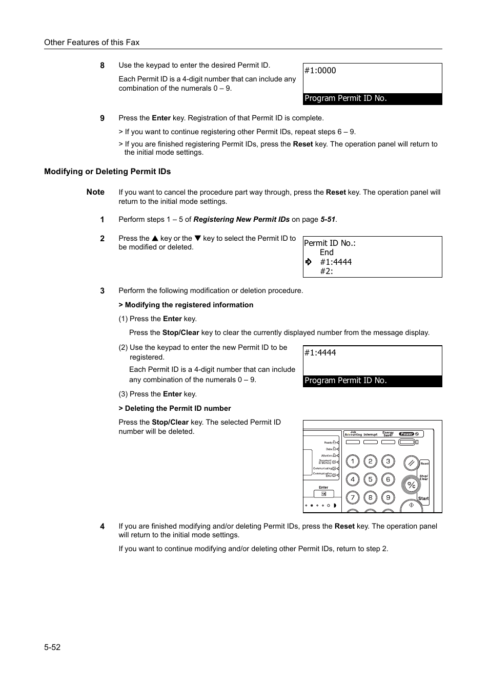 Modifying or deleting permit ids, Modifying or deleting permit ids -52 | TA Triumph-Adler DC 2116 User Manual | Page 148 / 219