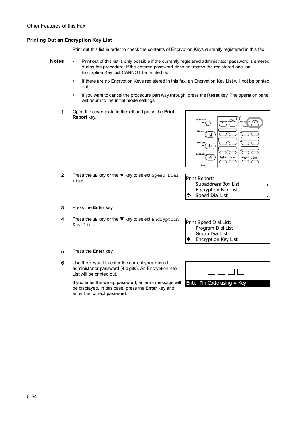 Printing out an encryption key list, Printing out an encryption key list -64 | TA Triumph-Adler DC 2116 User Manual | Page 160 / 219