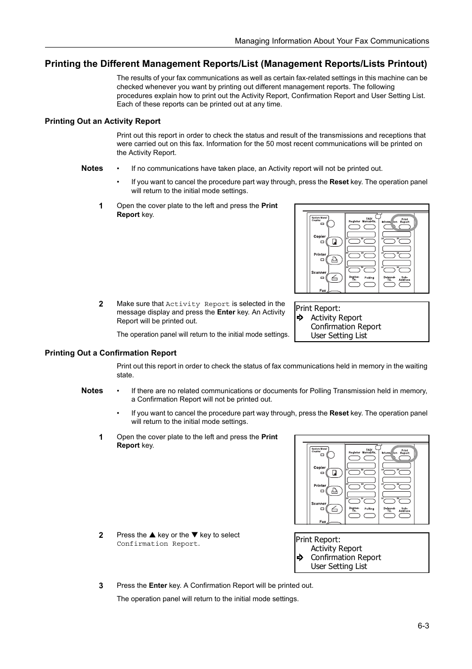 Printing out an activity report, Printing out a confirmation report | TA Triumph-Adler DC 2116 User Manual | Page 169 / 219