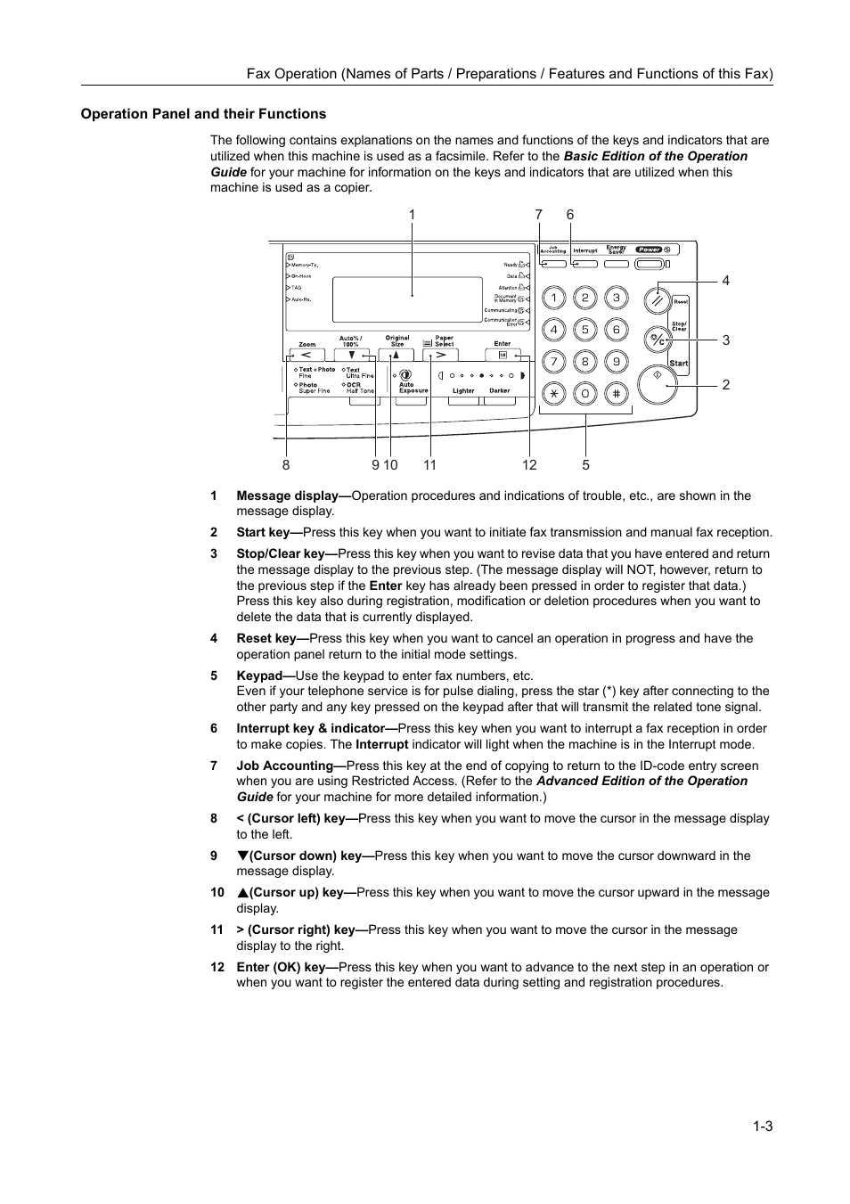 Operation panel and their functions, Operation panel and their functions -3 | TA Triumph-Adler DC 2116 User Manual | Page 17 / 219