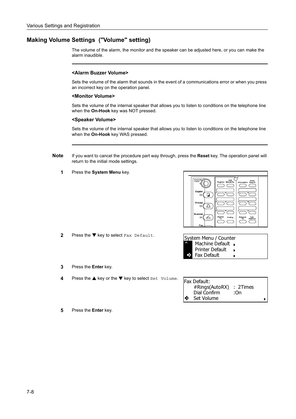 Making volume settings ("volume" setting), Making volume settings ("volume" setting) -8 | TA Triumph-Adler DC 2116 User Manual | Page 178 / 219