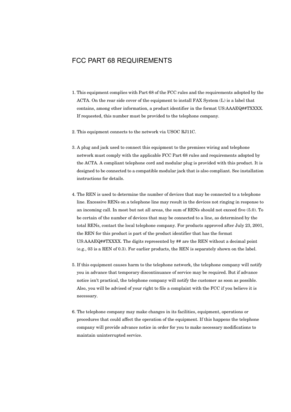 Fcc part 68 requirements | TA Triumph-Adler DC 2116 User Manual | Page 214 / 219