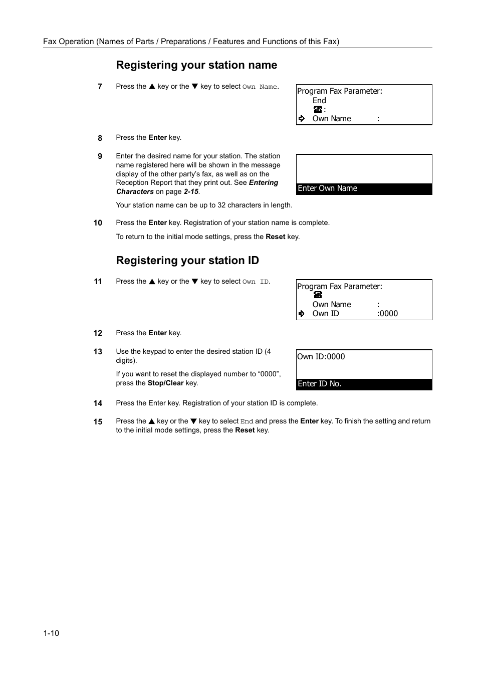 Registering your station name, Registering your station id | TA Triumph-Adler DC 2116 User Manual | Page 24 / 219