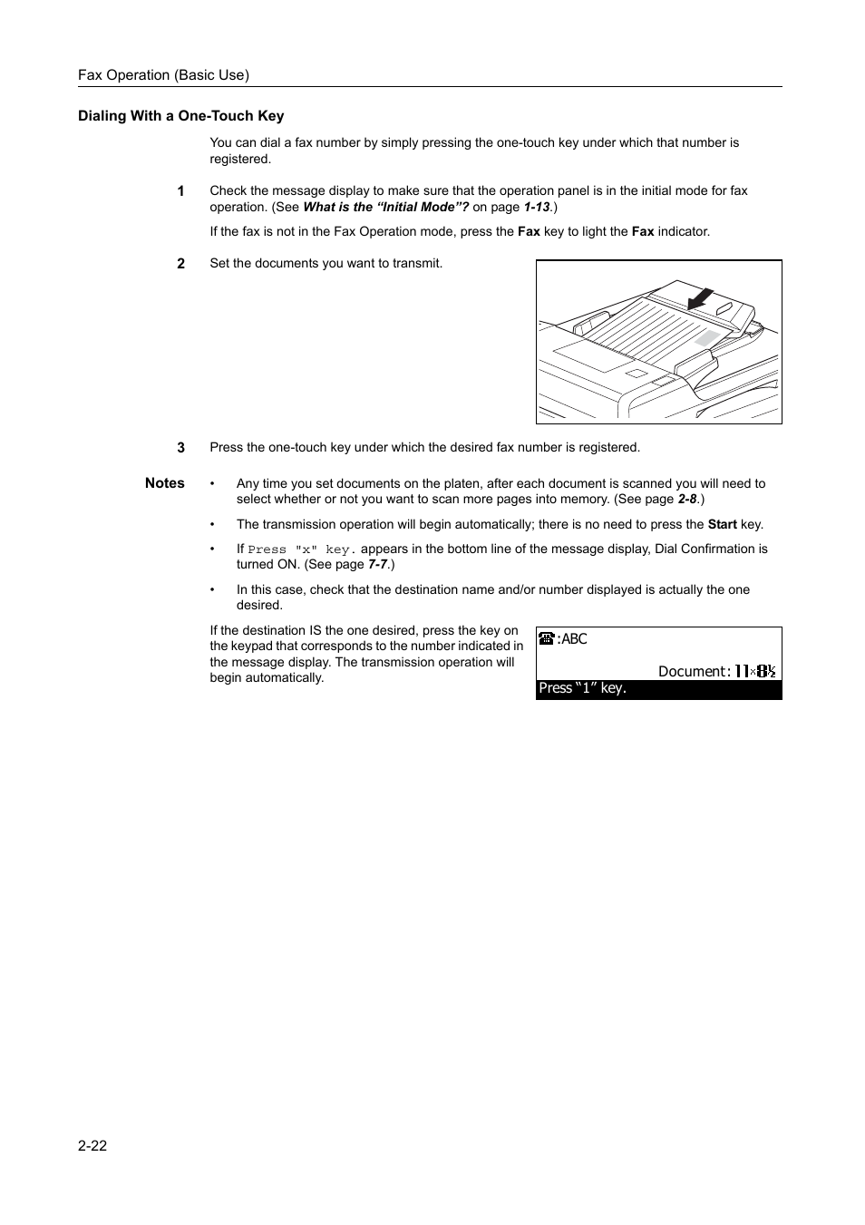 Dialing with a one-touch key, Dialing with a one-touch key -22 | TA Triumph-Adler DC 2116 User Manual | Page 58 / 219