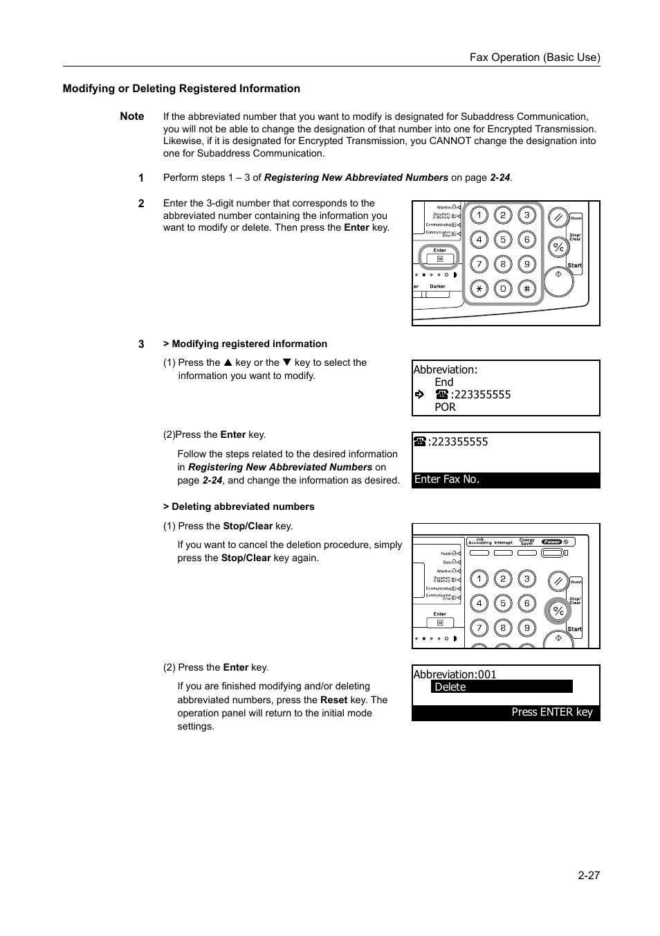 Modifying or deleting registered information, Modifying or deleting registered information -27 | TA Triumph-Adler DC 2116 User Manual | Page 63 / 219