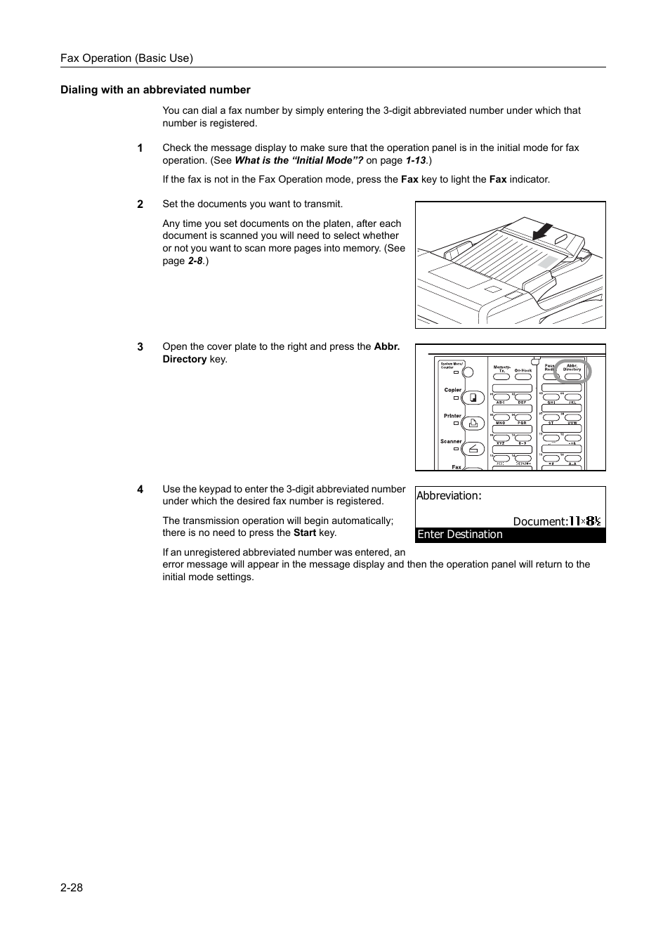 Dialing with an abbreviated number, Dialing with an abbreviated number -28 | TA Triumph-Adler DC 2116 User Manual | Page 64 / 219