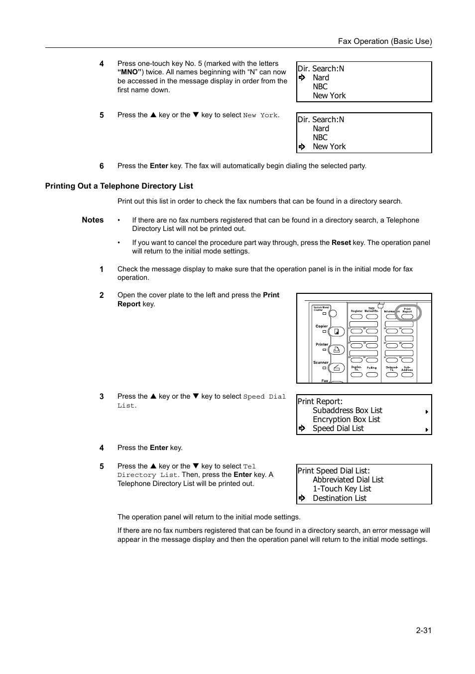 Printing out a telephone directory list, Printing out a telephone directory list -31 | TA Triumph-Adler DC 2116 User Manual | Page 67 / 219