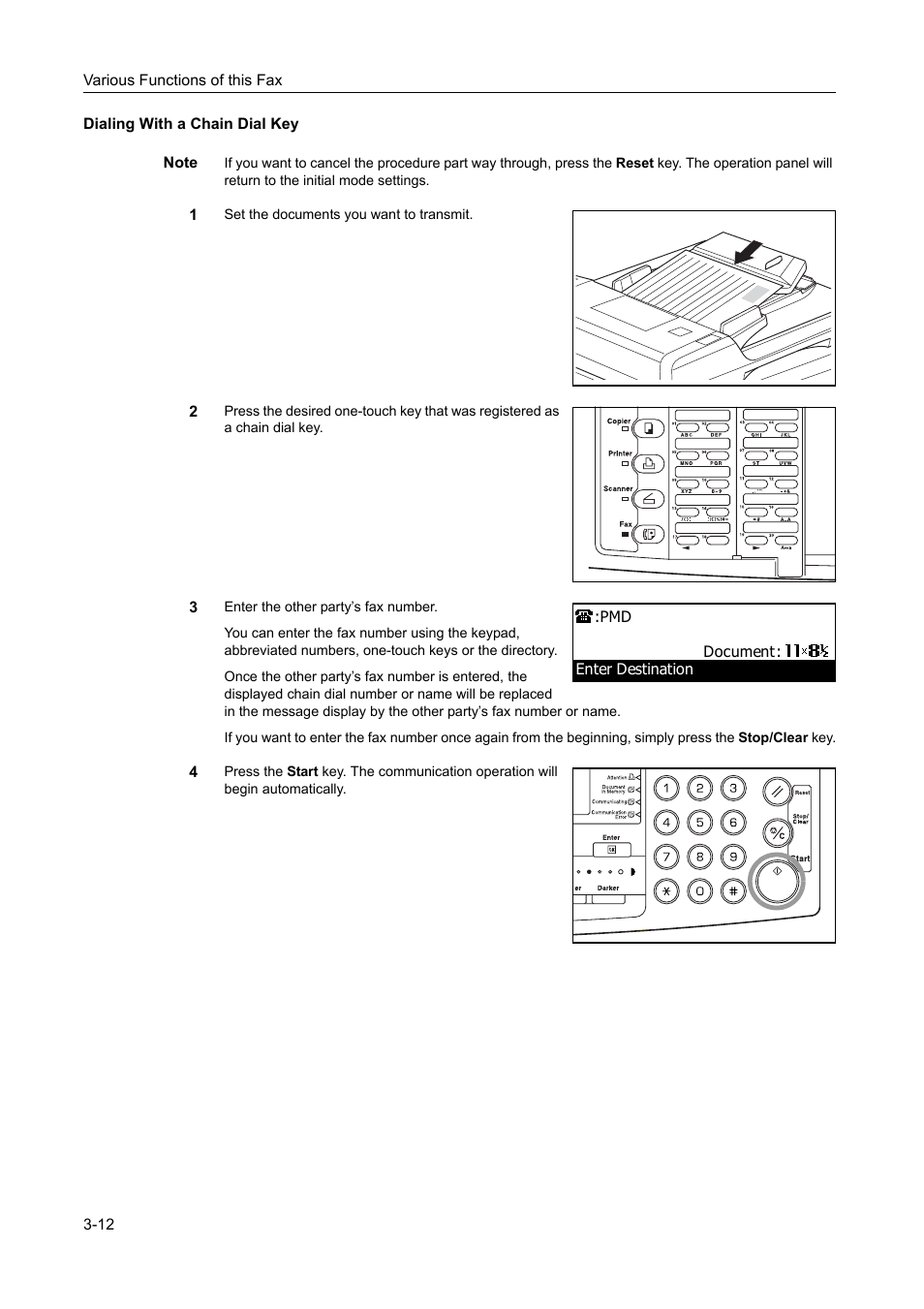 Dialing with a chain dial key, Dialing with a chain dial key -12 | TA Triumph-Adler DC 2116 User Manual | Page 80 / 219