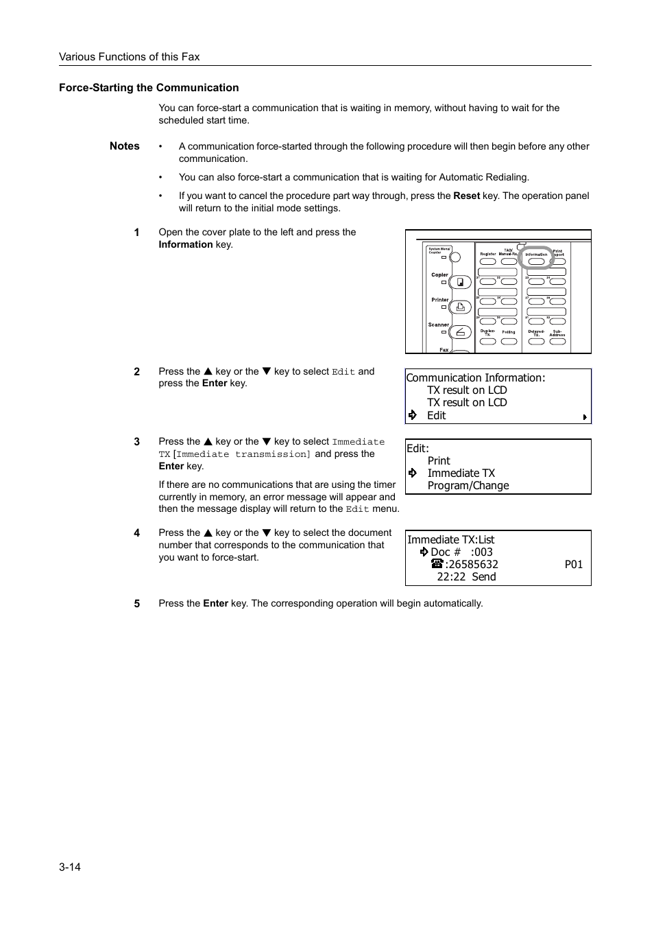 Force-starting the communication, Force-starting the communication -14 | TA Triumph-Adler DC 2116 User Manual | Page 82 / 219