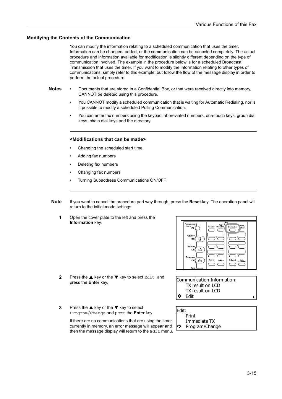 Modifying the contents of the communication, Modifying the contents of the communication -15 | TA Triumph-Adler DC 2116 User Manual | Page 83 / 219
