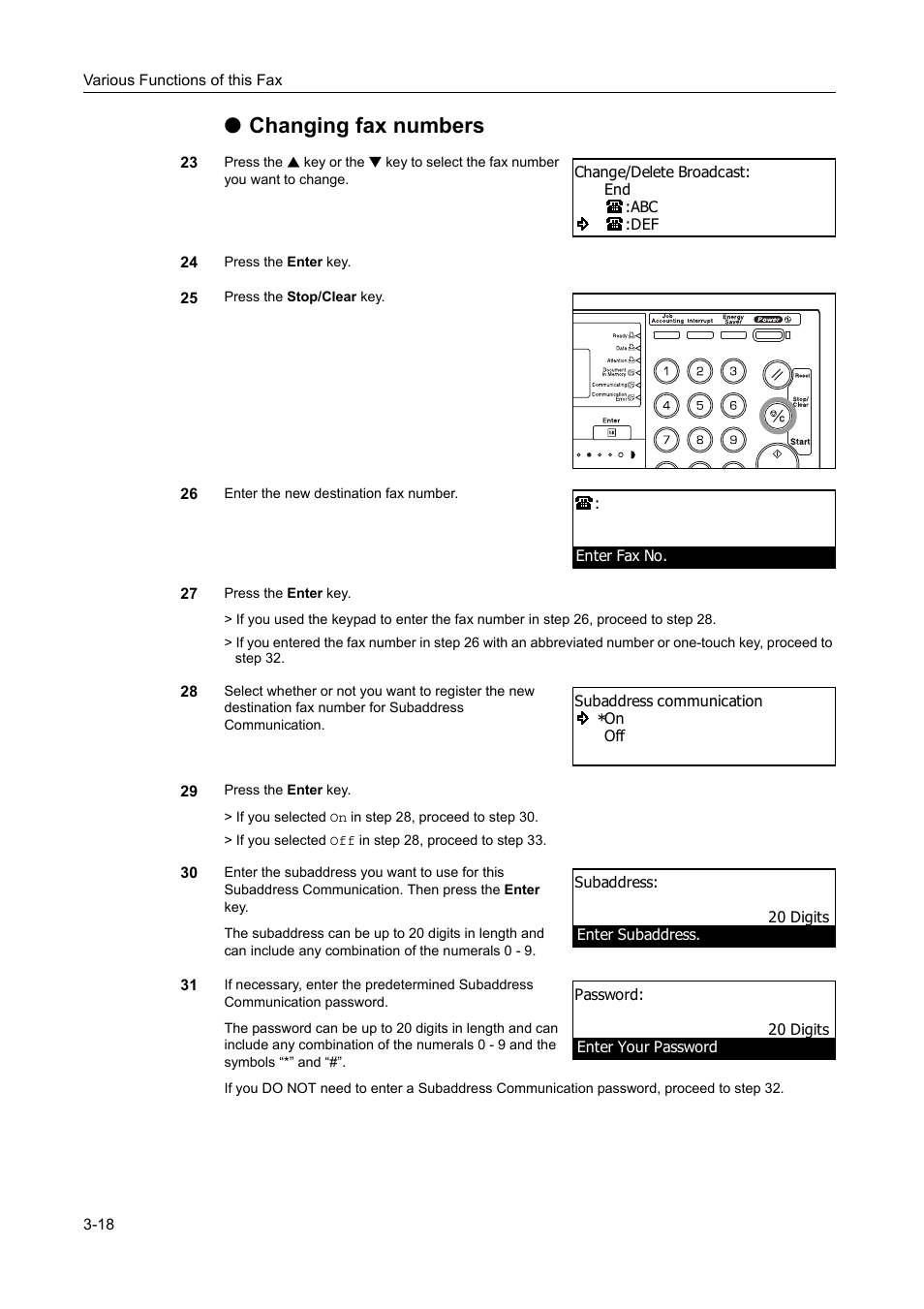 Ochanging fax numbers | TA Triumph-Adler DC 2116 User Manual | Page 86 / 219