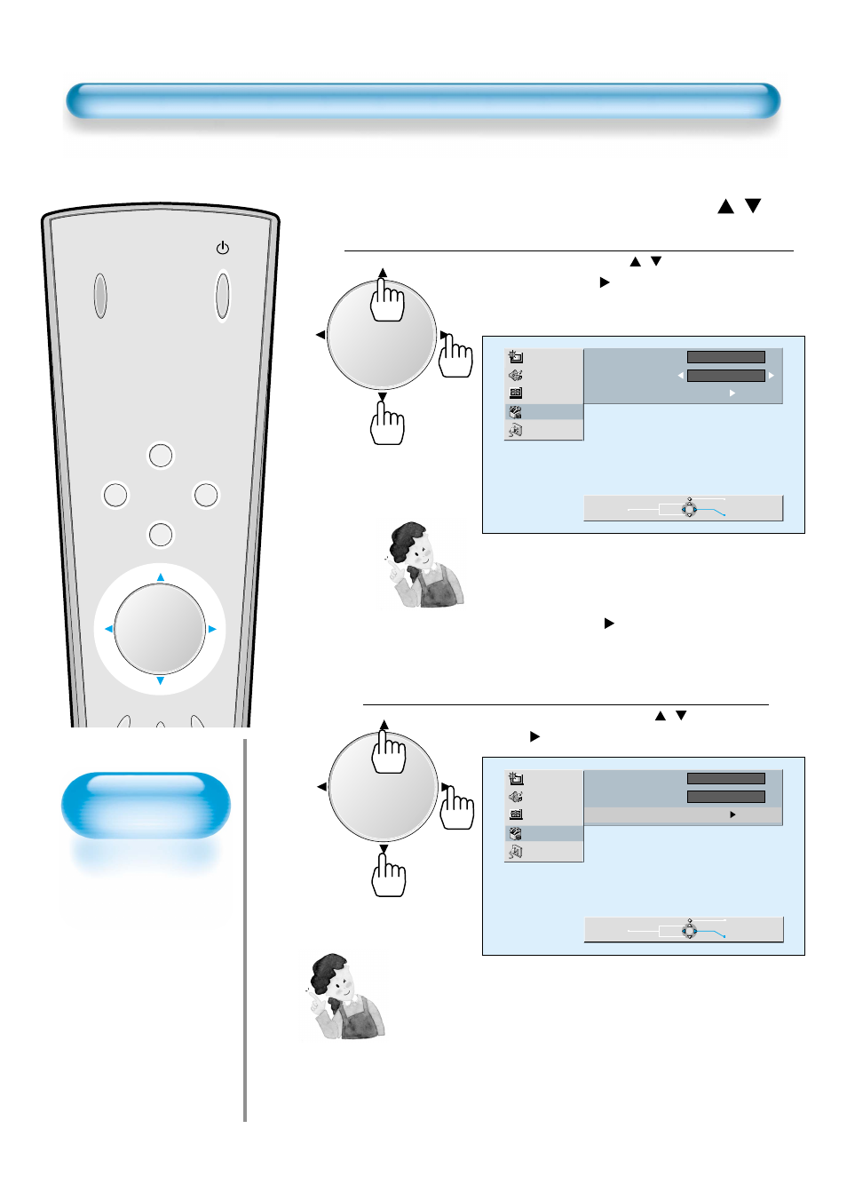 Selecting menu background screen and languages, Initialization will start, When [initialization] is completed | Back to initialization, Select menu language select by the / button | Daewoo DP-42WM User Manual | Page 48 / 51