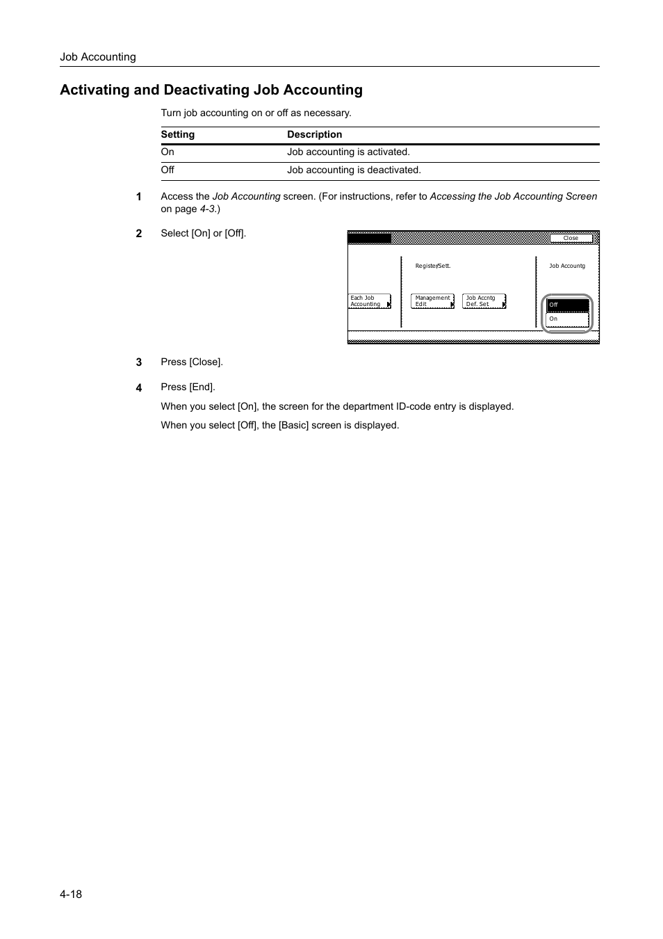 Activating and deactivating job accounting, Activating and deactivating job accounting -18 | TA Triumph-Adler DC 2162 User Manual | Page 178 / 210