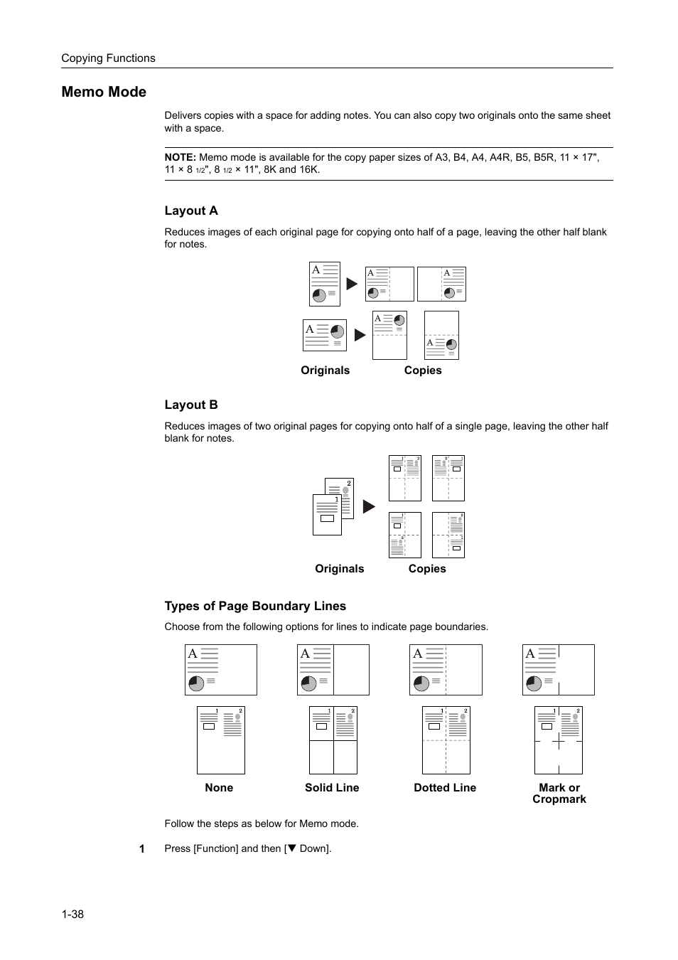 Memo mode, Memo mode -38 | TA Triumph-Adler DC 2162 User Manual | Page 44 / 210