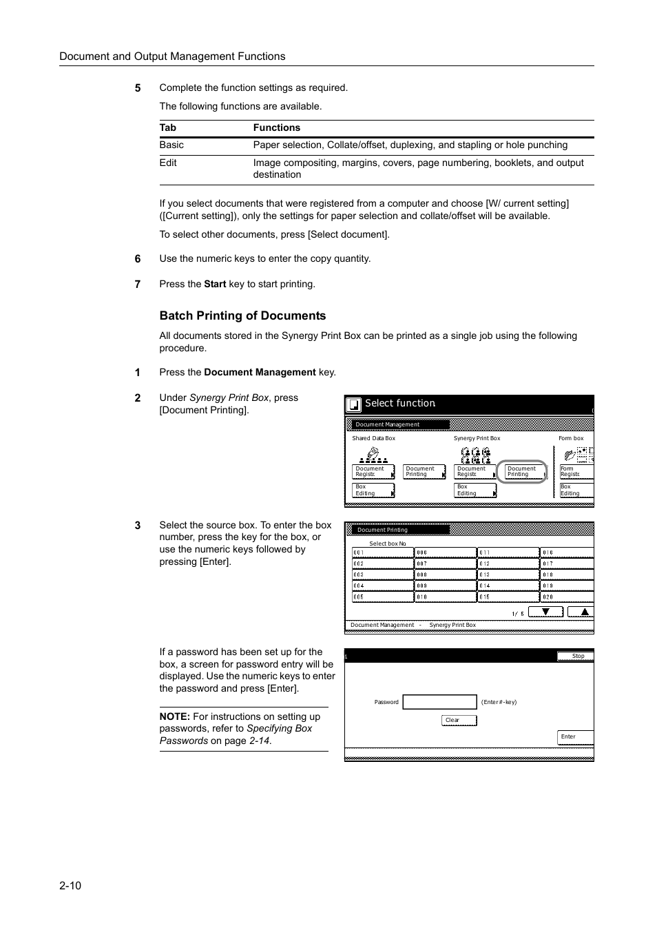 Batch printing of documents, Document and output management functions 2-10 5 | TA Triumph-Adler DC 2162 User Manual | Page 92 / 210