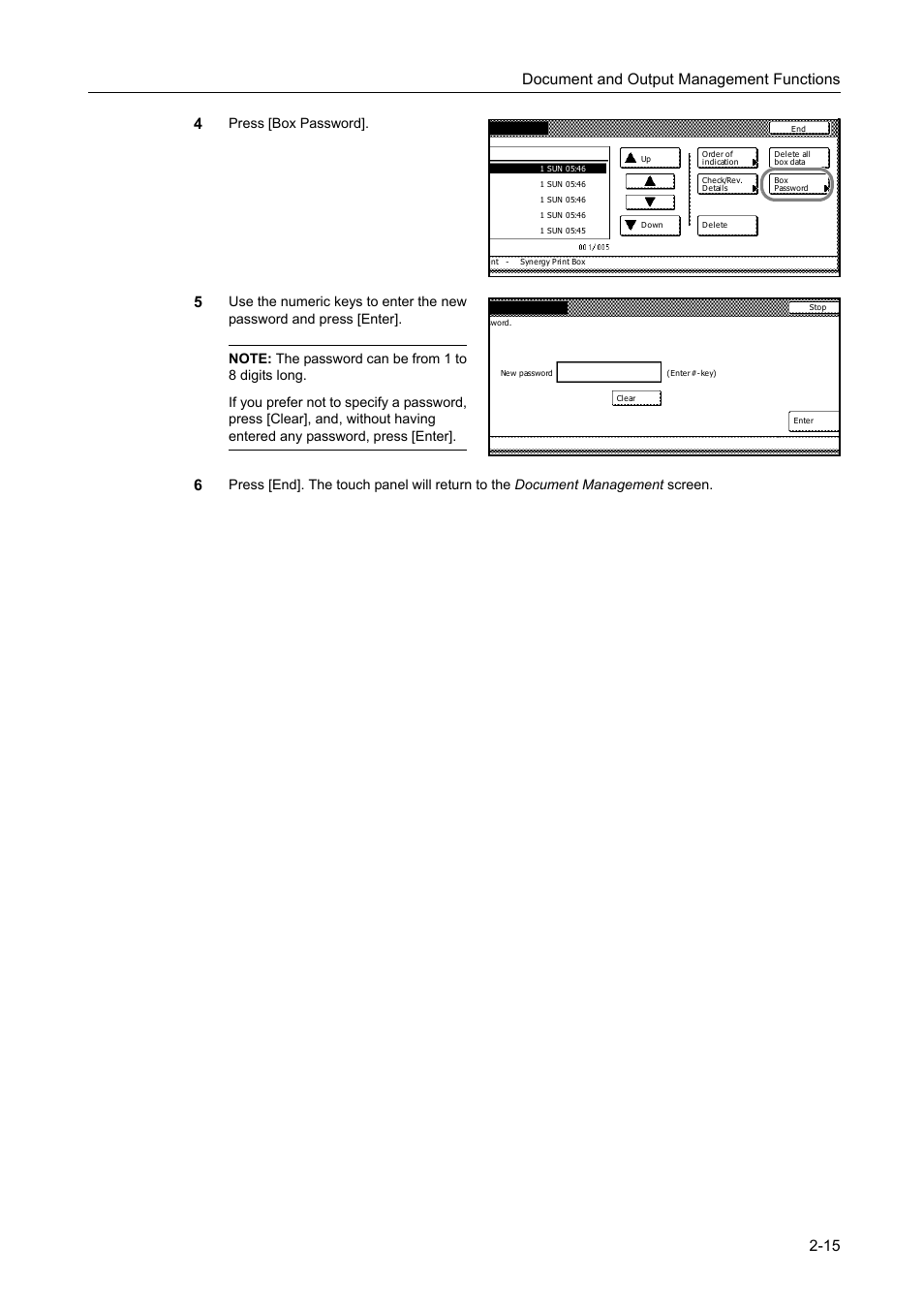 Document and output management functions 2-15 4, Press [box password | TA Triumph-Adler DC 2162 User Manual | Page 97 / 210