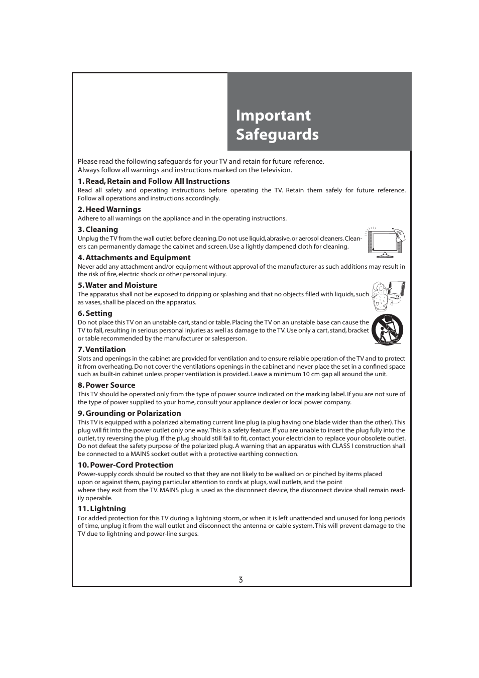Important safeguards | Daewoo DLT-32C7 User Manual | Page 3 / 53