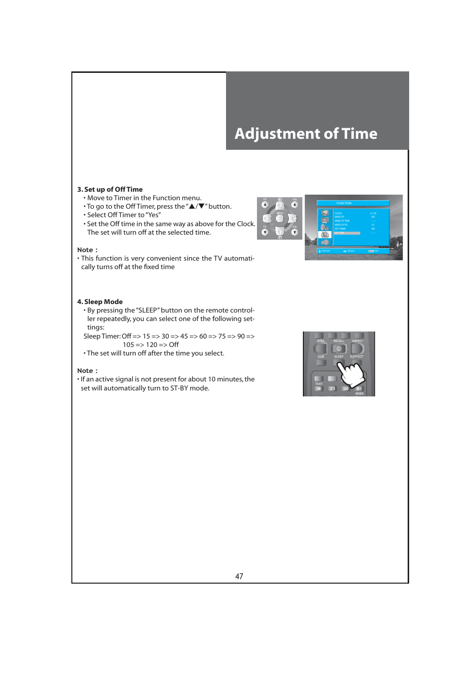 Adjustment of time | Daewoo DLT-32C7 User Manual | Page 47 / 53
