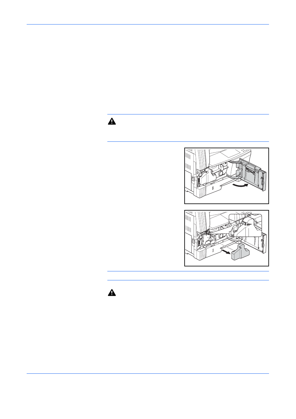Replacing the toner container and waste toner box, Warning | TA Triumph-Adler DC 2216 User Manual | Page 115 / 148