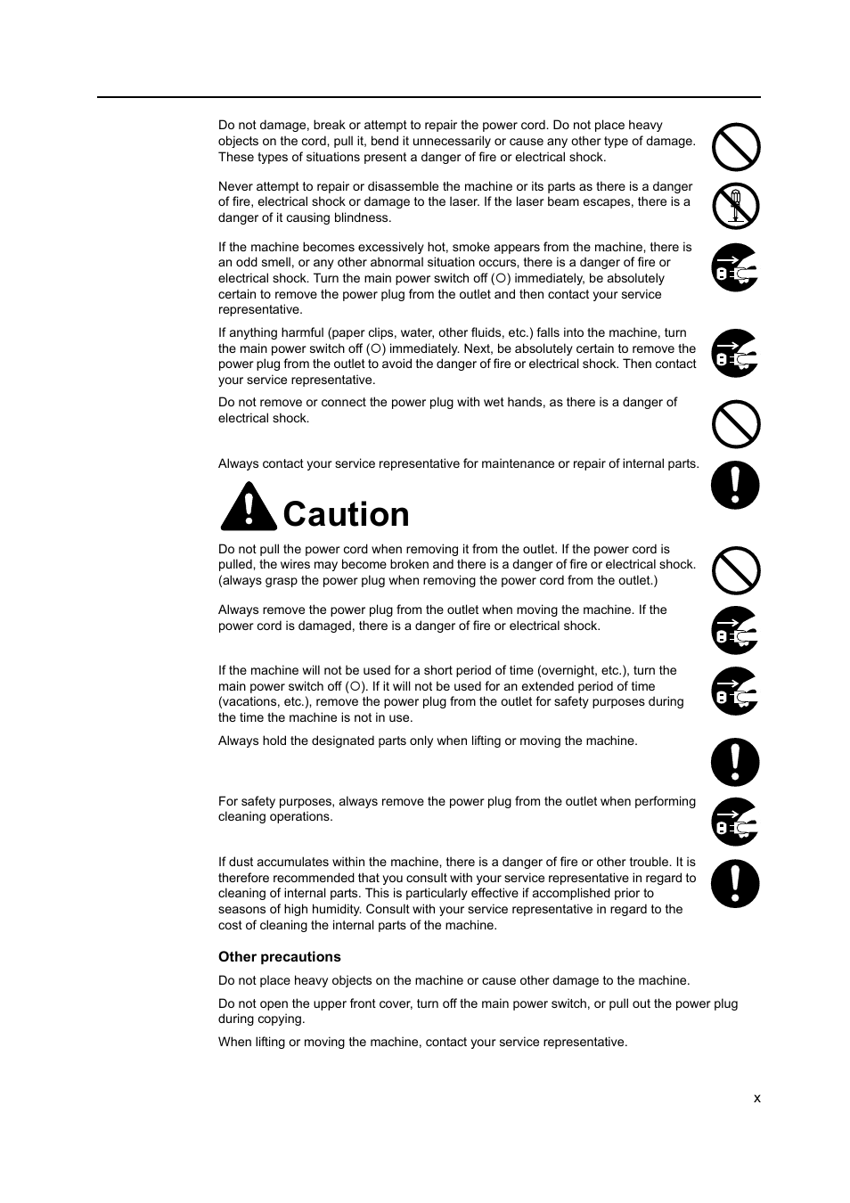 Caution | TA Triumph-Adler DC 2218 User Manual | Page 12 / 114