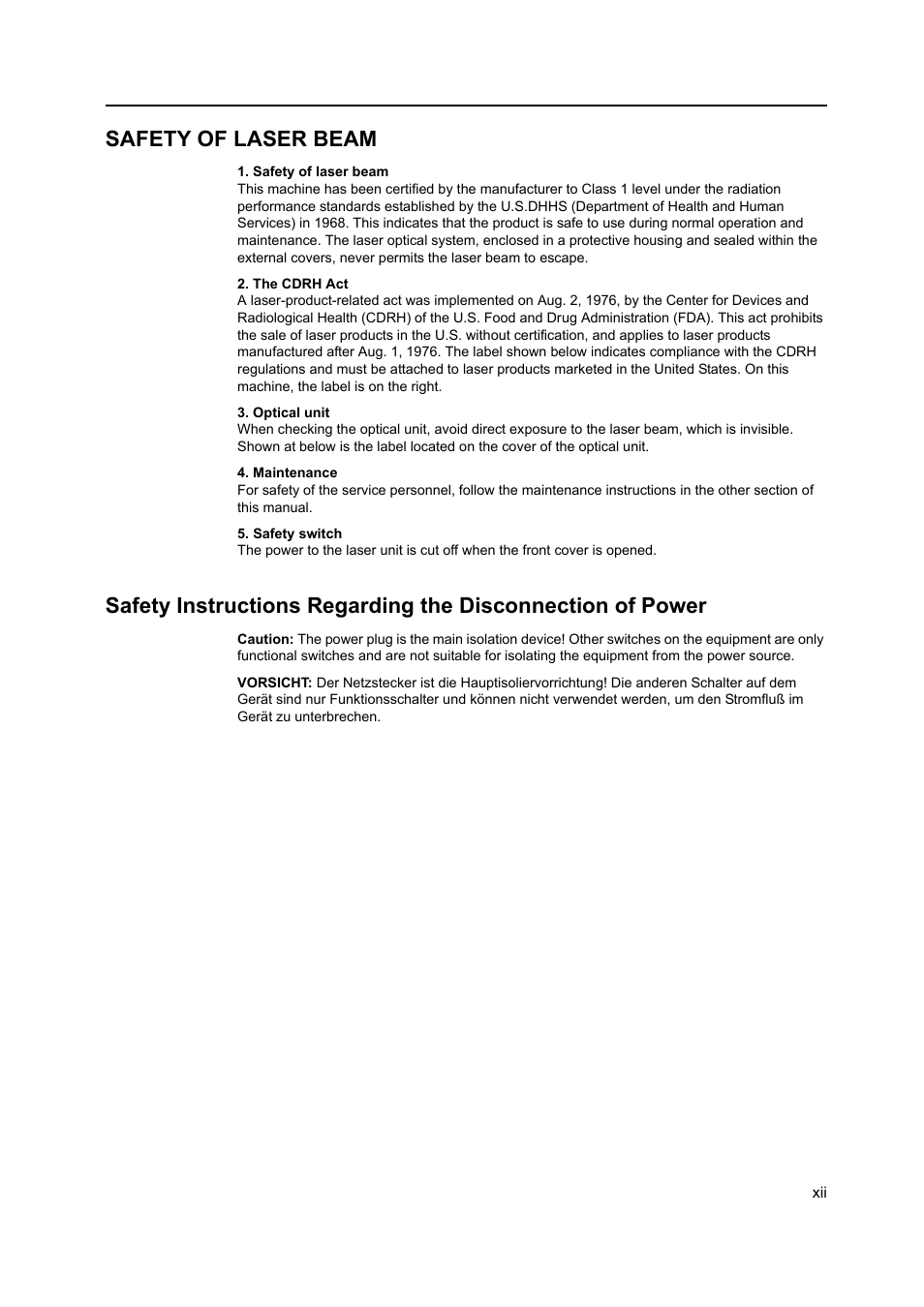 Safety of laser beam | TA Triumph-Adler DC 2218 User Manual | Page 14 / 114