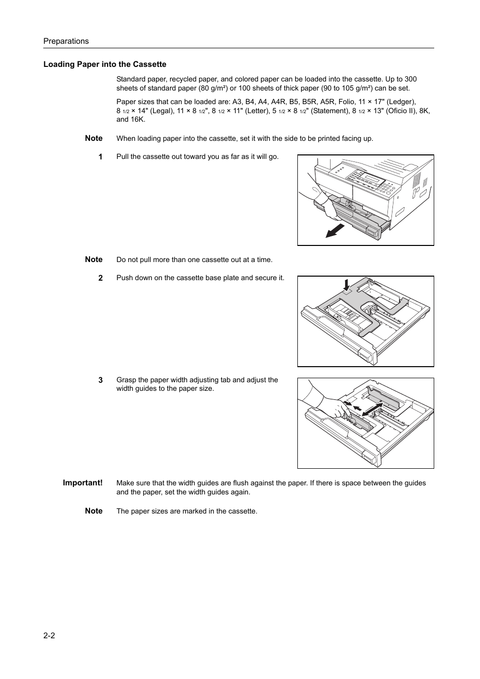 Loading paper into the cassette, Loading paper into the cassette -2 | TA Triumph-Adler DC 2218 User Manual | Page 27 / 114