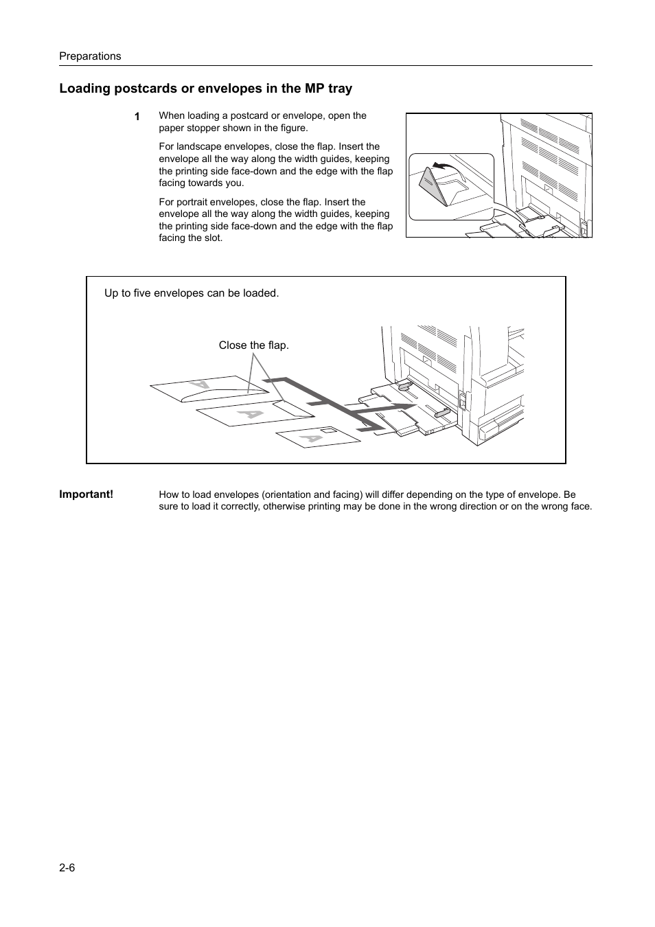 Loading postcards or envelopes in the mp tray, Loading postcards or envelopes in the mp tray -6 | TA Triumph-Adler DC 2218 User Manual | Page 31 / 114