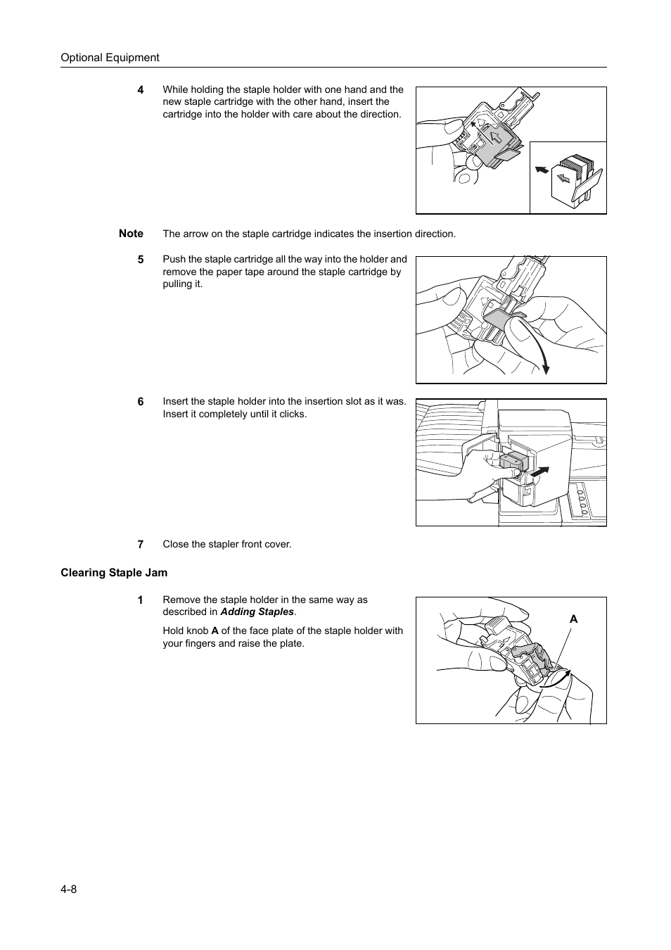 Clearing staple jam, Clearing staple jam -8 | TA Triumph-Adler DC 2218 User Manual | Page 67 / 114
