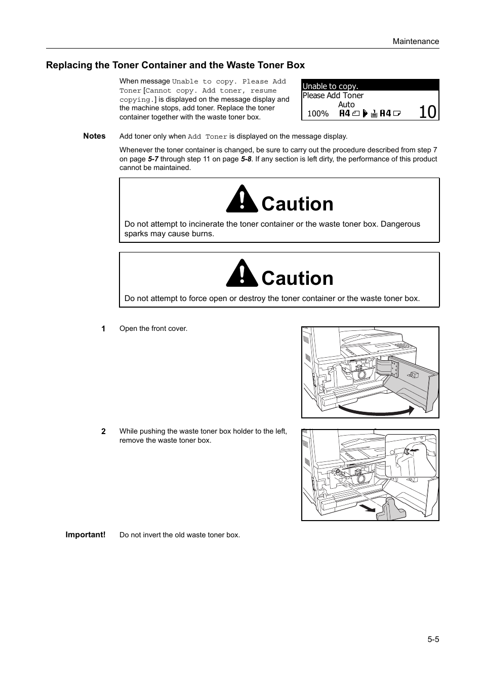 Caution | TA Triumph-Adler DC 2218 User Manual | Page 76 / 114