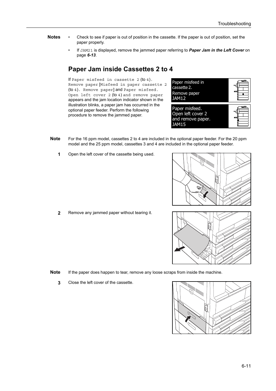 Paper jam inside cassettes 2 to 4 | TA Triumph-Adler DC 2218 User Manual | Page 92 / 114