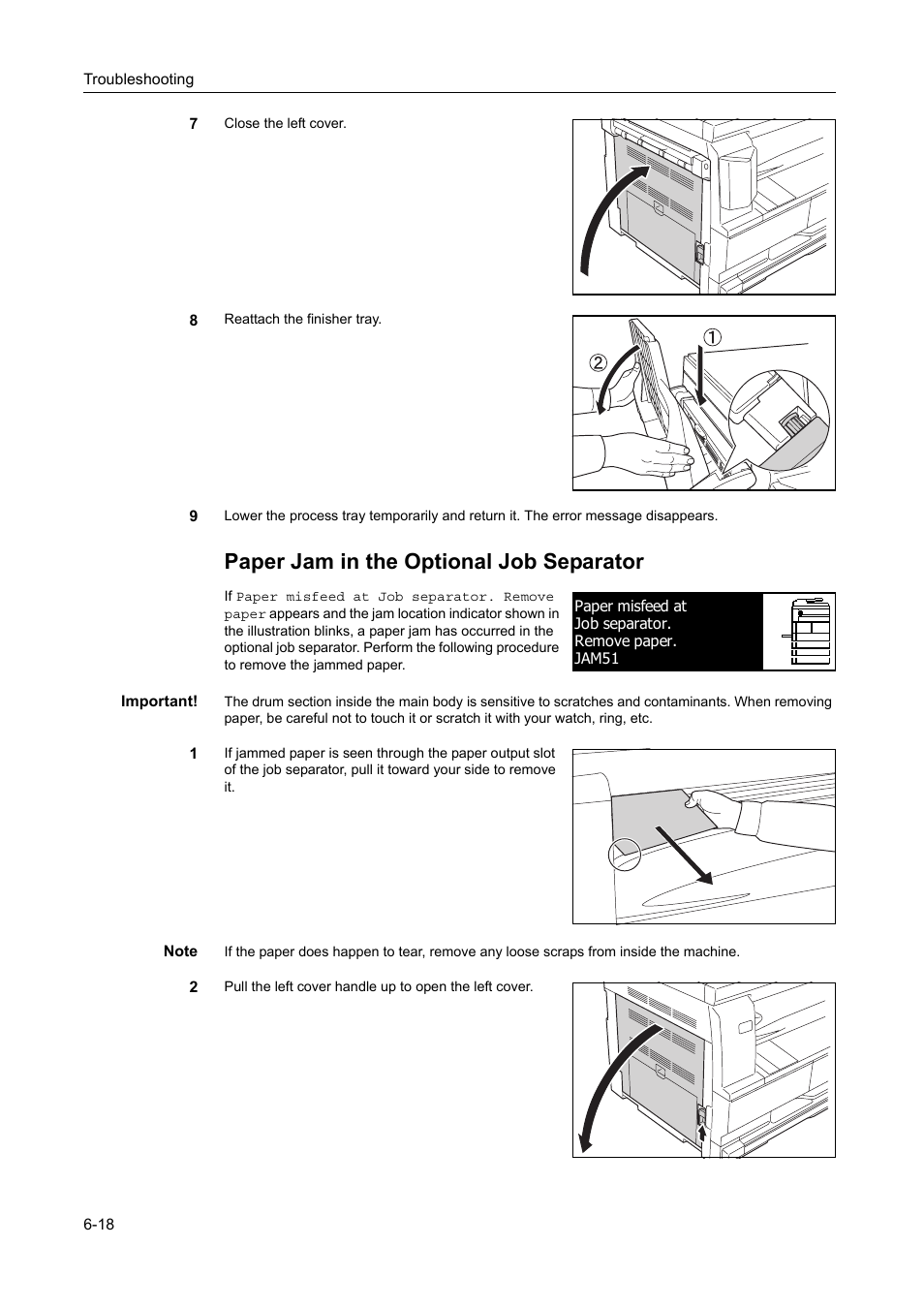 Paper jam in the optional job separator | TA Triumph-Adler DC 2218 User Manual | Page 99 / 114