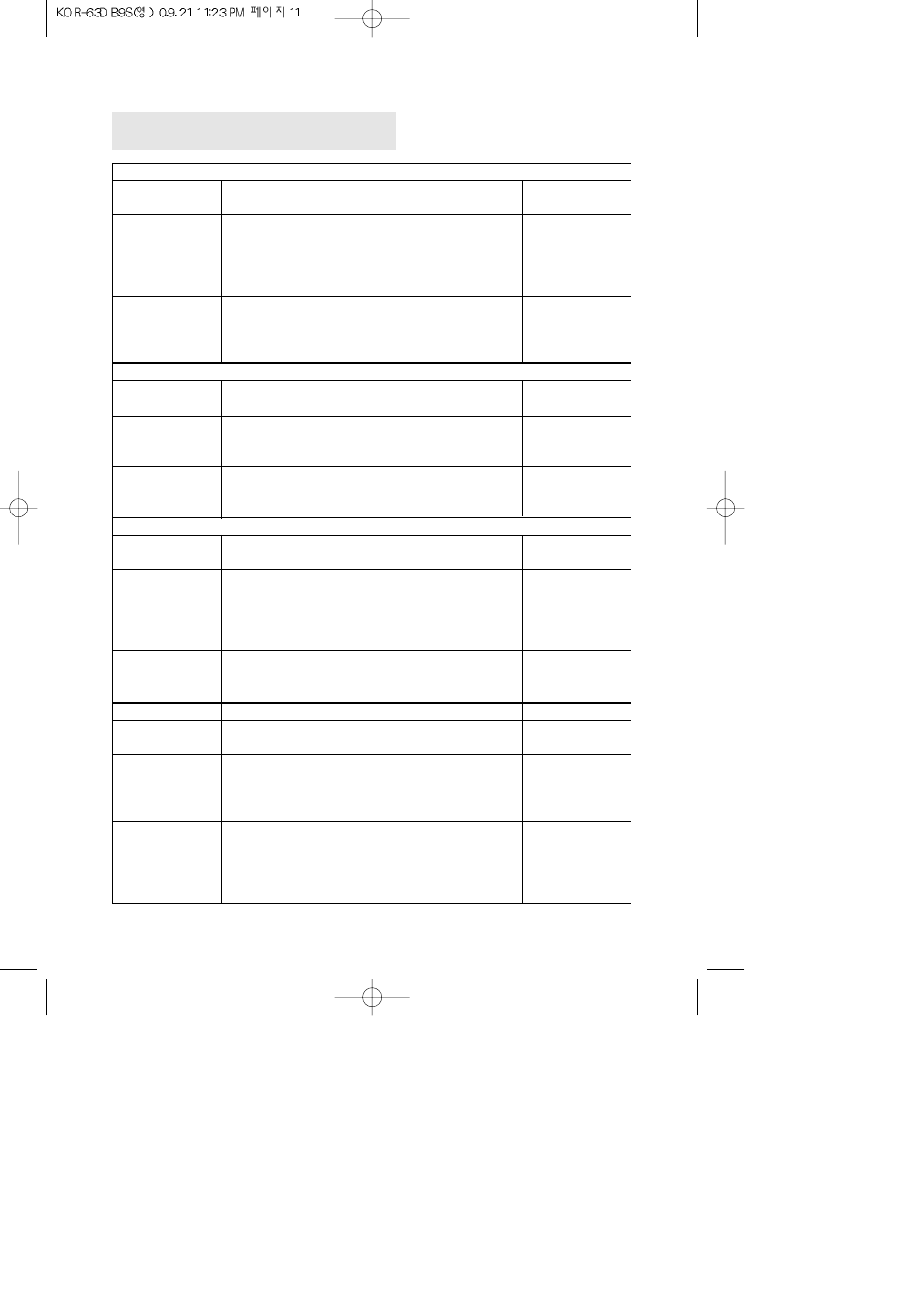 Auto defrosting chart | Daewoo KOR-63DB9S User Manual | Page 12 / 17