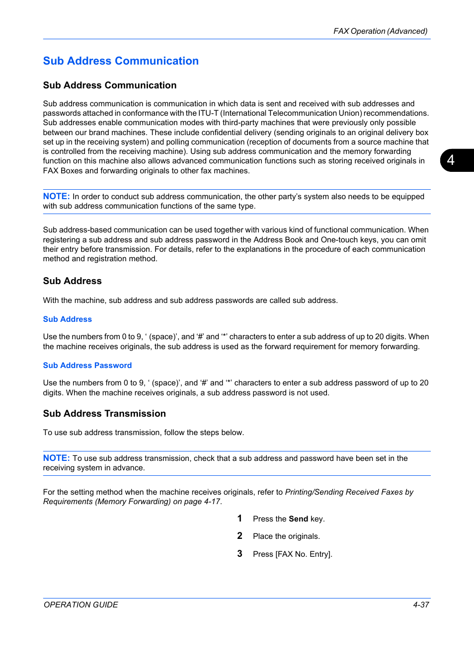 Sub address communication -37, Sub address communication | TA Triumph-Adler DC 2242 User Manual | Page 100 / 223
