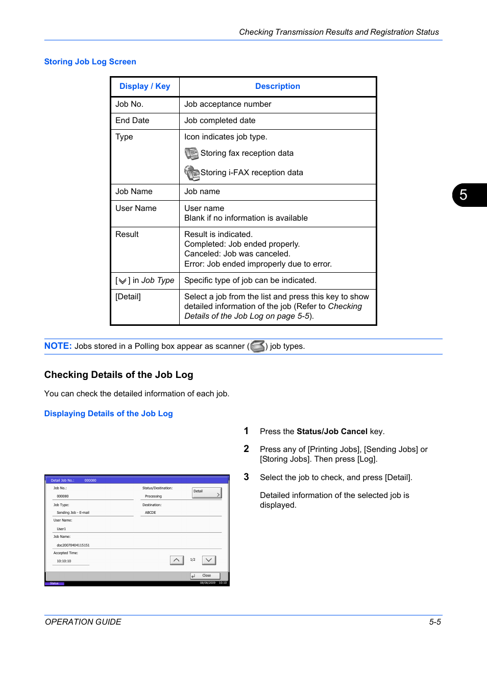 Checking details of the job log | TA Triumph-Adler DC 2242 User Manual | Page 126 / 223