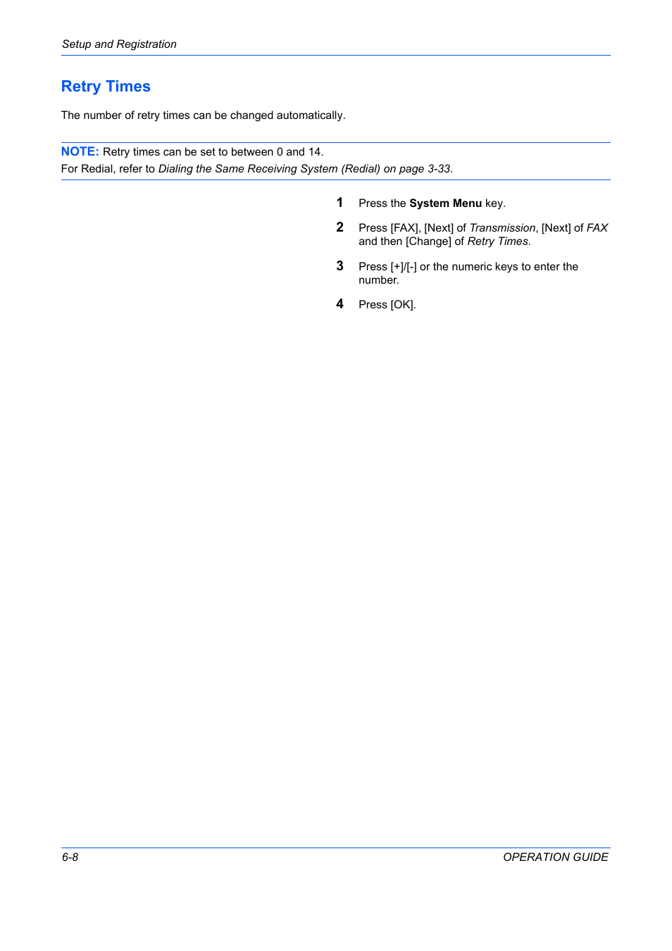 Retry times -8, Retry times | TA Triumph-Adler DC 2242 User Manual | Page 141 / 223
